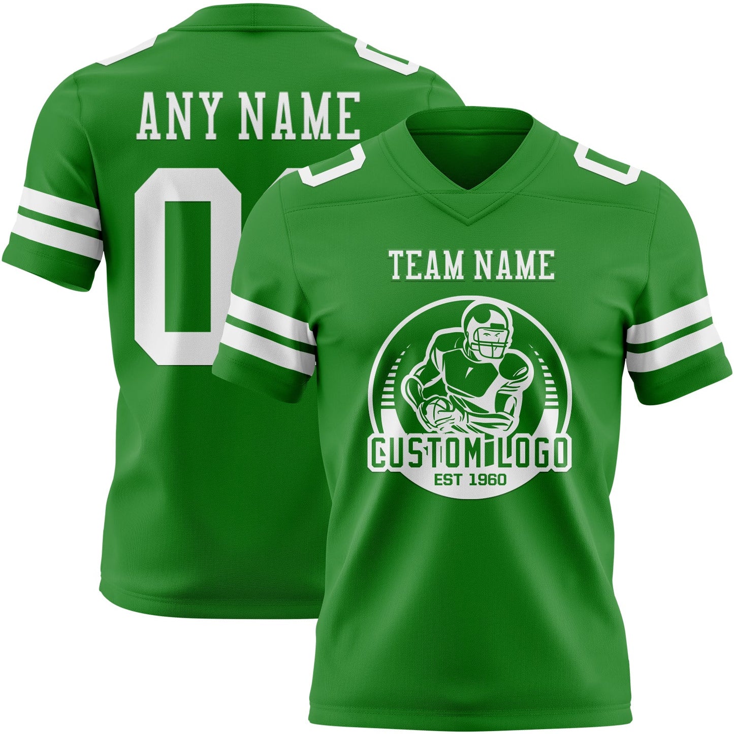 Custom Grass Green White Authentic Football Jersey view 2
