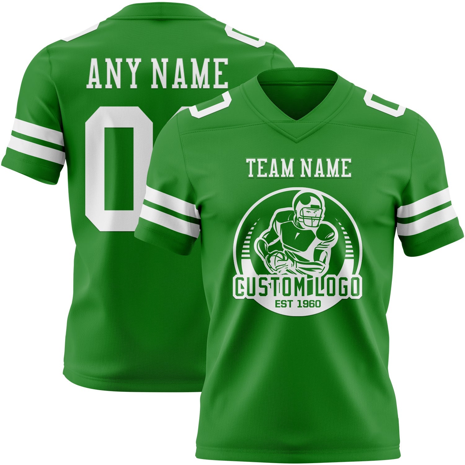 Custom Grass Green White Authentic Football Jersey view 2