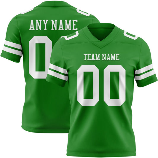 Custom Grass Green White Authentic Football Jersey - Main View