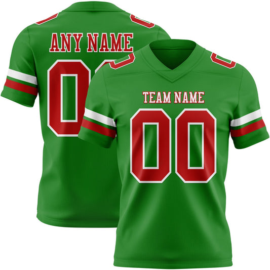 Custom Grass Green Red-White Authentic Football Jersey - Main View