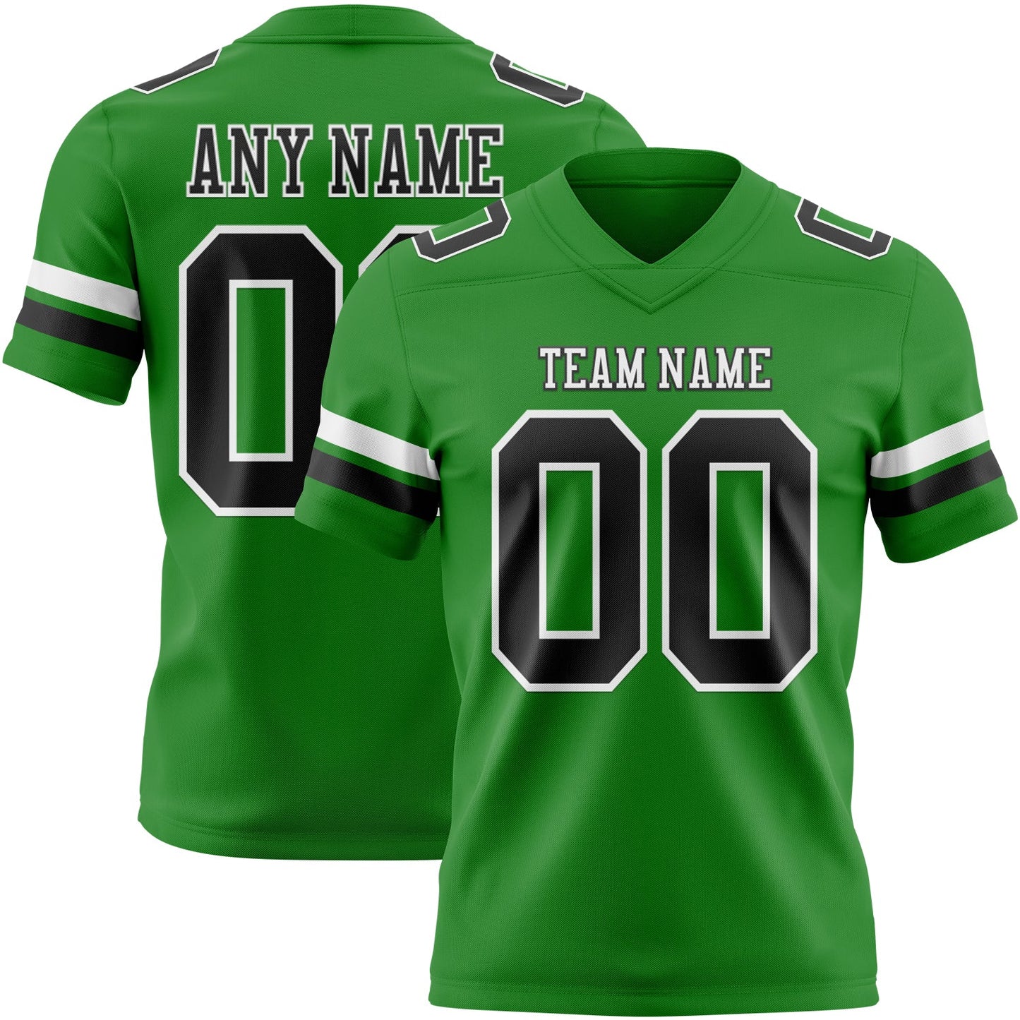 Custom Grass Green Black-White Authentic Football Jersey - Main View