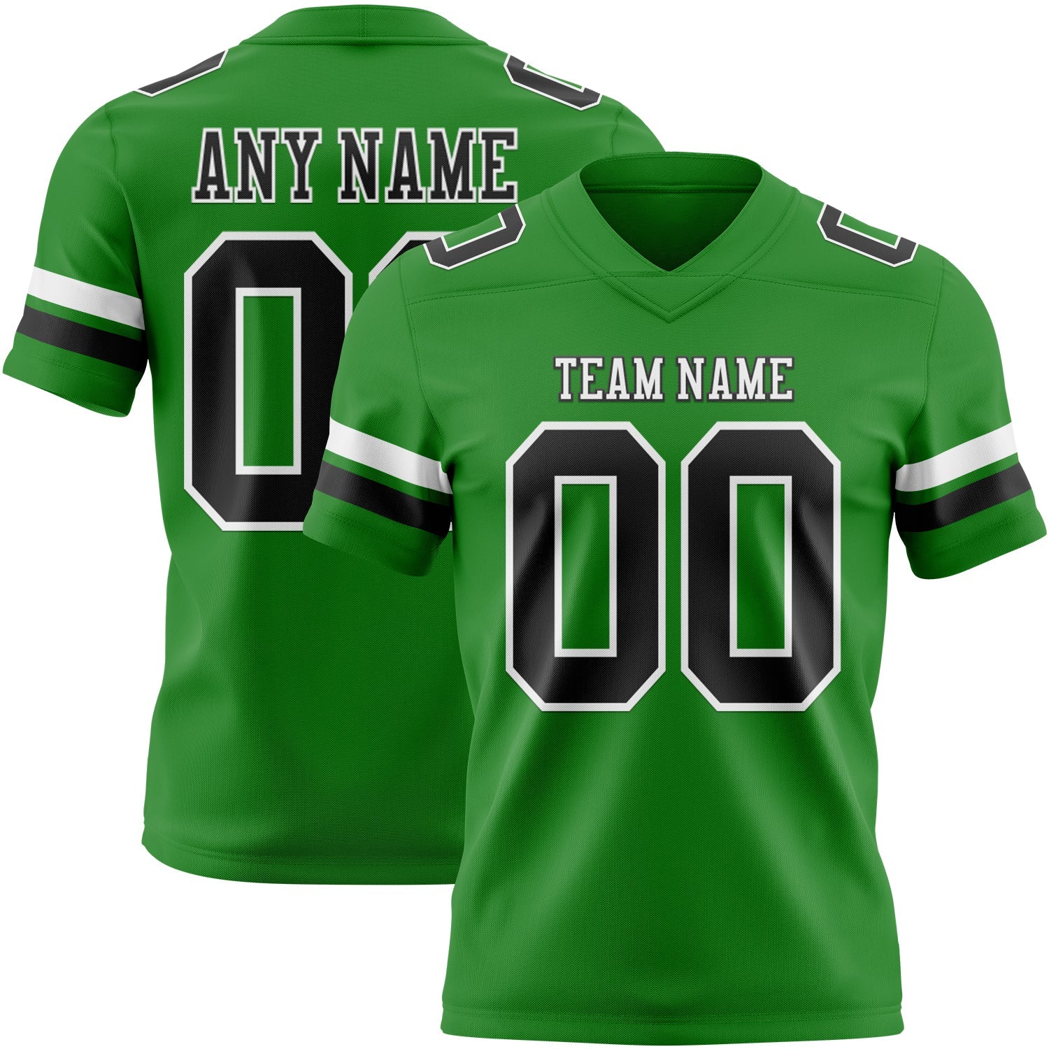 Custom Grass Green Black-White Authentic Football Jersey - Main View