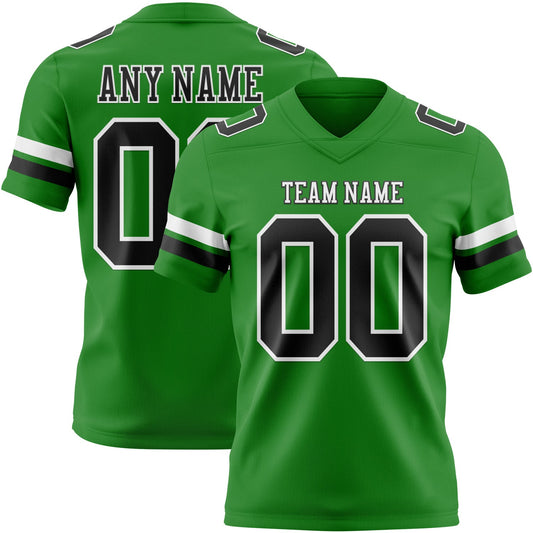 Custom Grass Green Black-White Authentic Football Jersey - Main View