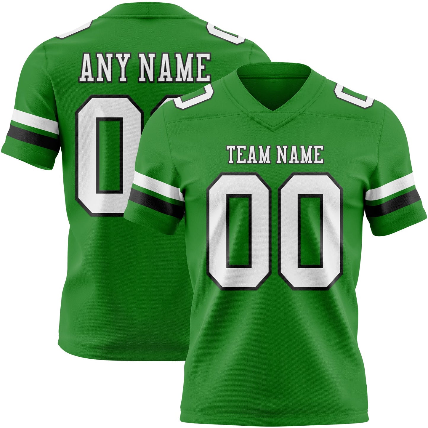 Custom Grass Green White-Black Authentic Football Jersey - Main View