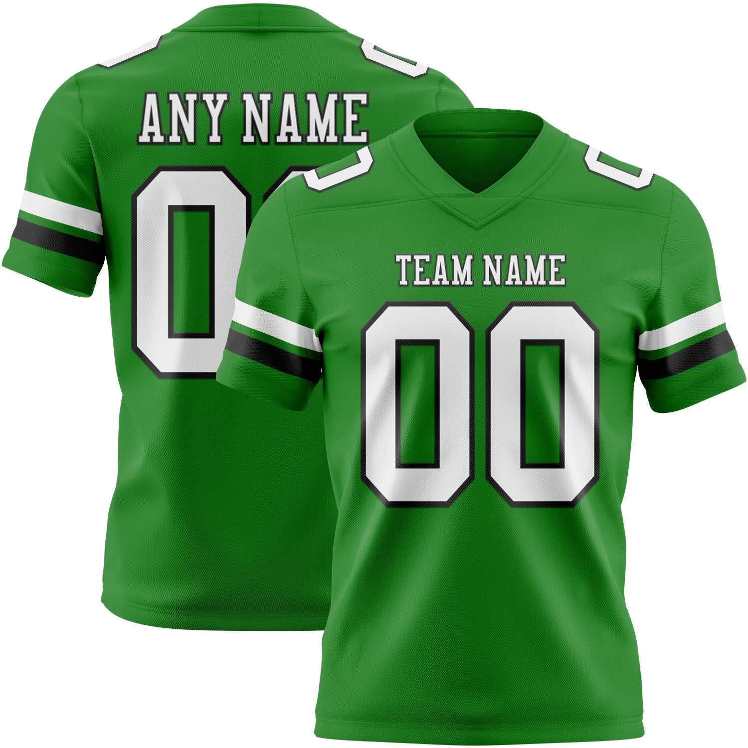 Custom Grass Green White-Black Authentic Football Jersey - Main View