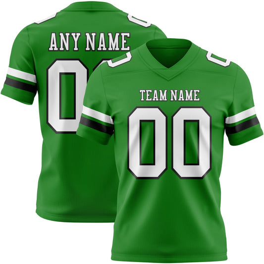 Custom Grass Green White-Black Authentic Football Jersey - Main View