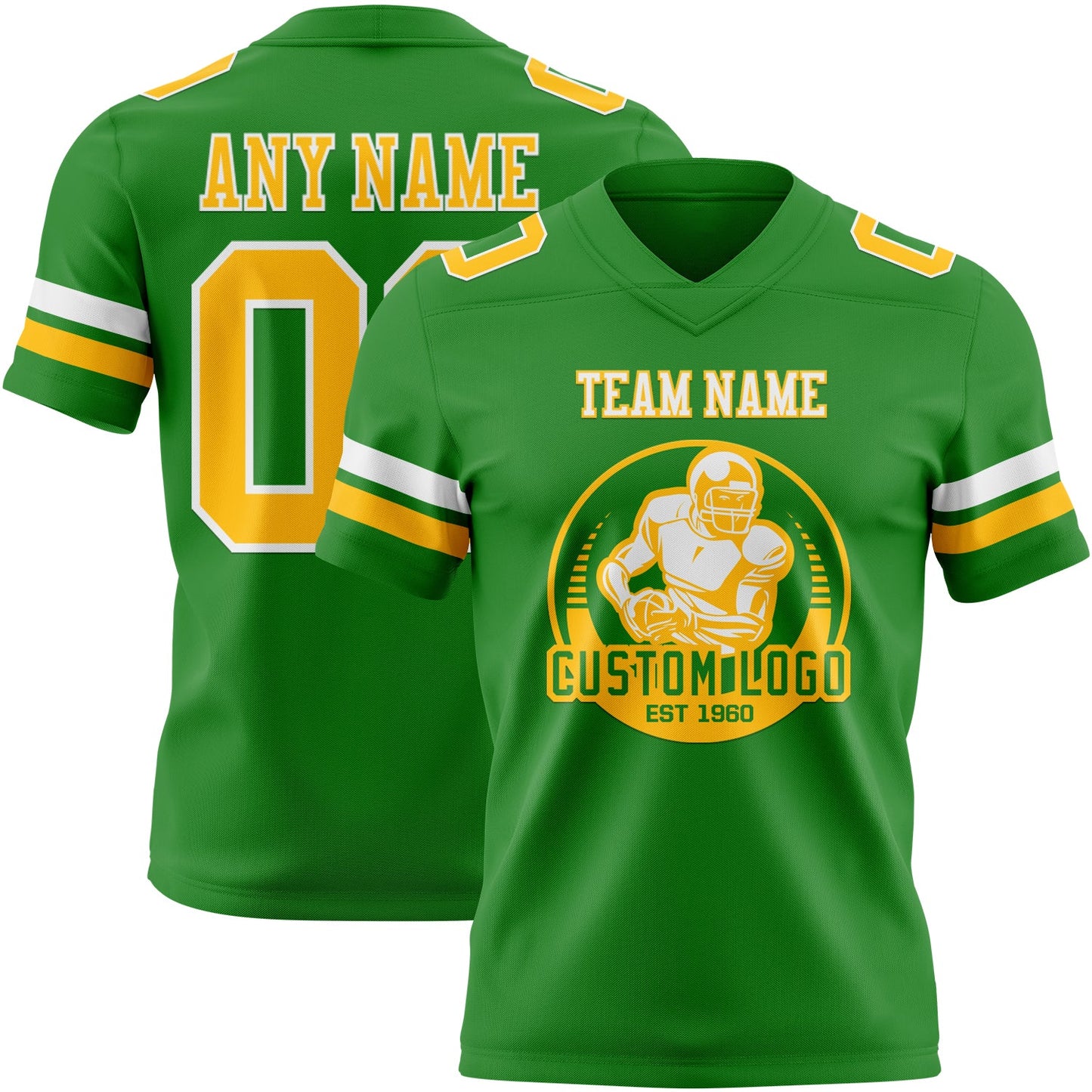 Custom Grass Green Gold-White Authentic Football Jersey view 2