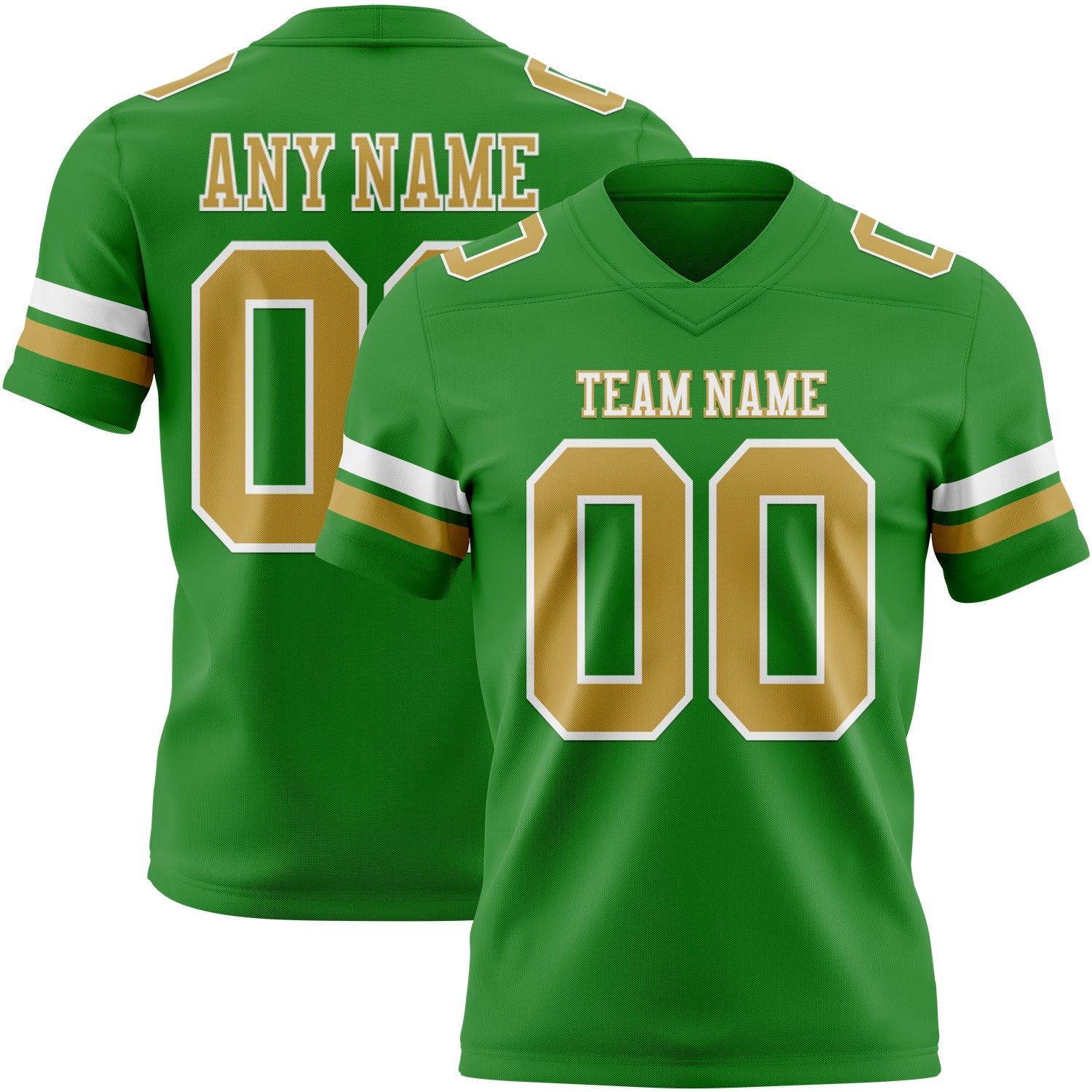 Custom Grass Green Old Gold-White Authentic Football Jersey - Main View