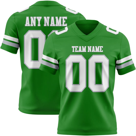 Custom Grass Green White-Gray Authentic Football Jersey - Main View