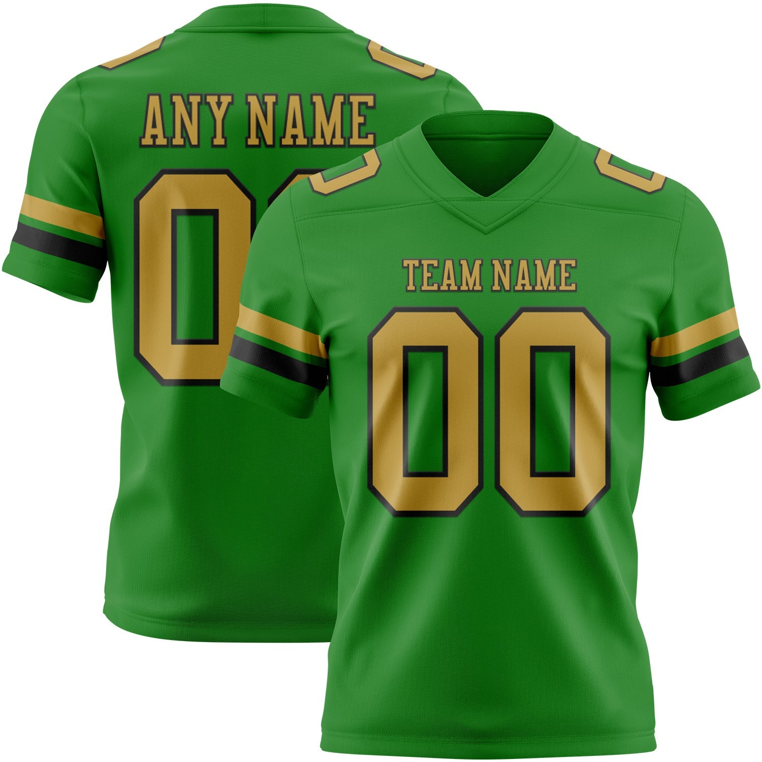 Custom Grass Green Old Gold-Black Authentic Football Jersey - Main View