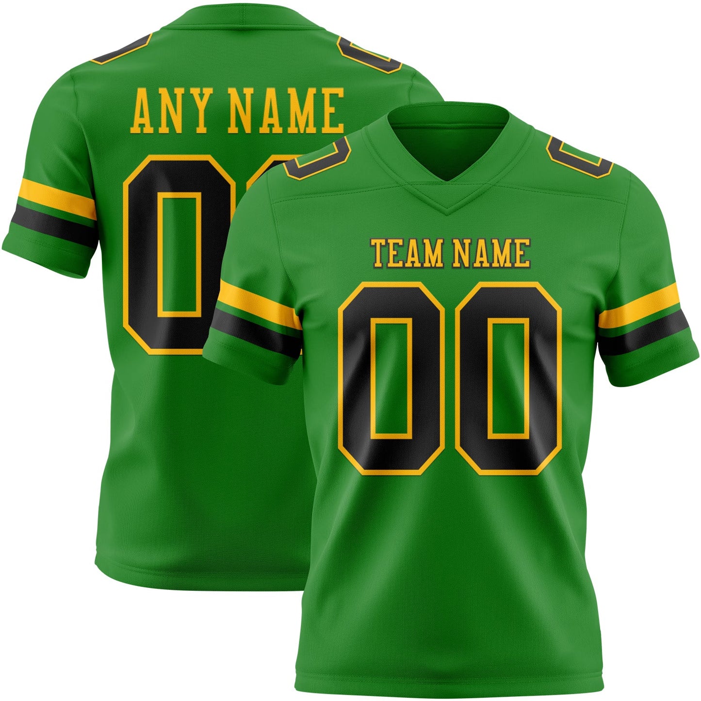 Custom Grass Green Black-Gold Authentic Football Jersey - Main View