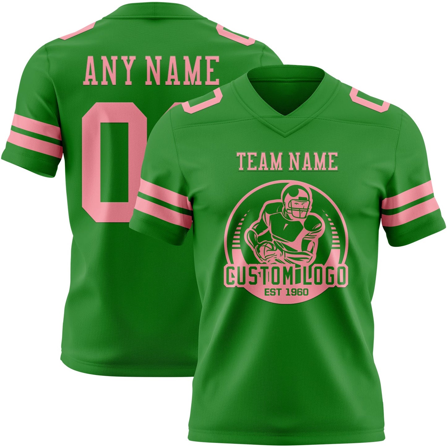 Custom Grass Green Medium Pink Authentic Football Jersey view 2