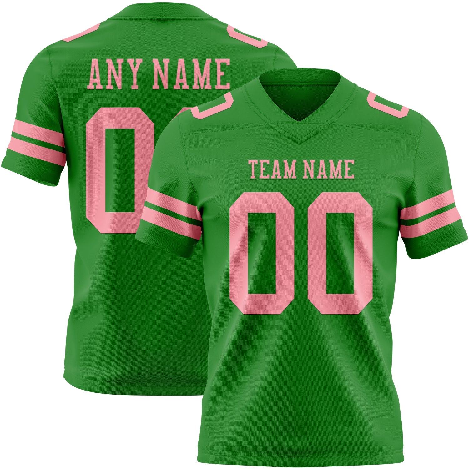 Custom Grass Green Medium Pink Authentic Football Jersey - Main View