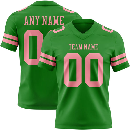 Custom Grass Green Medium Pink Authentic Football Jersey - Main View
