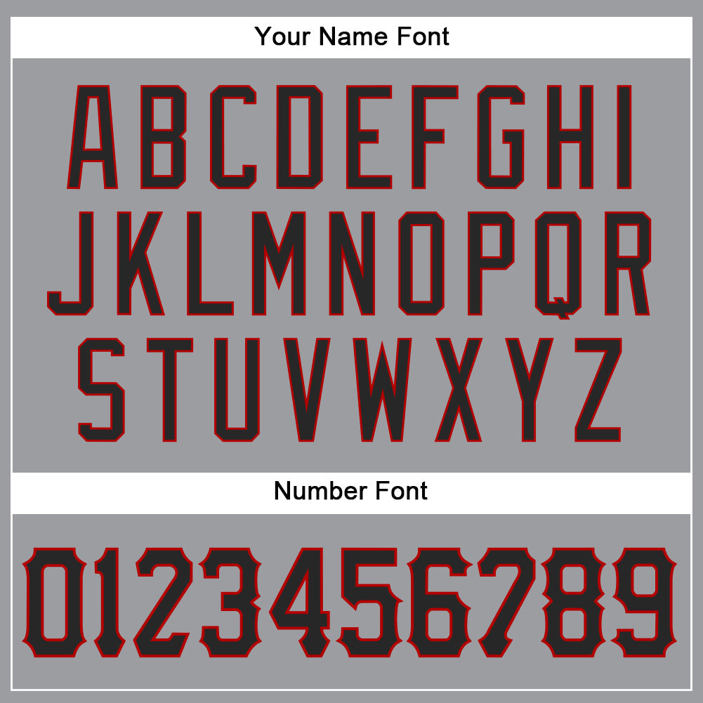 Custom Gray Black-Red Authentic Baseball Jersey view 5