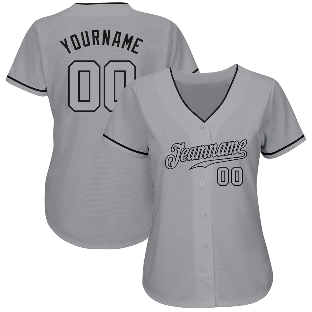 Custom Gray Gray-Black Authentic Baseball Jersey view 2
