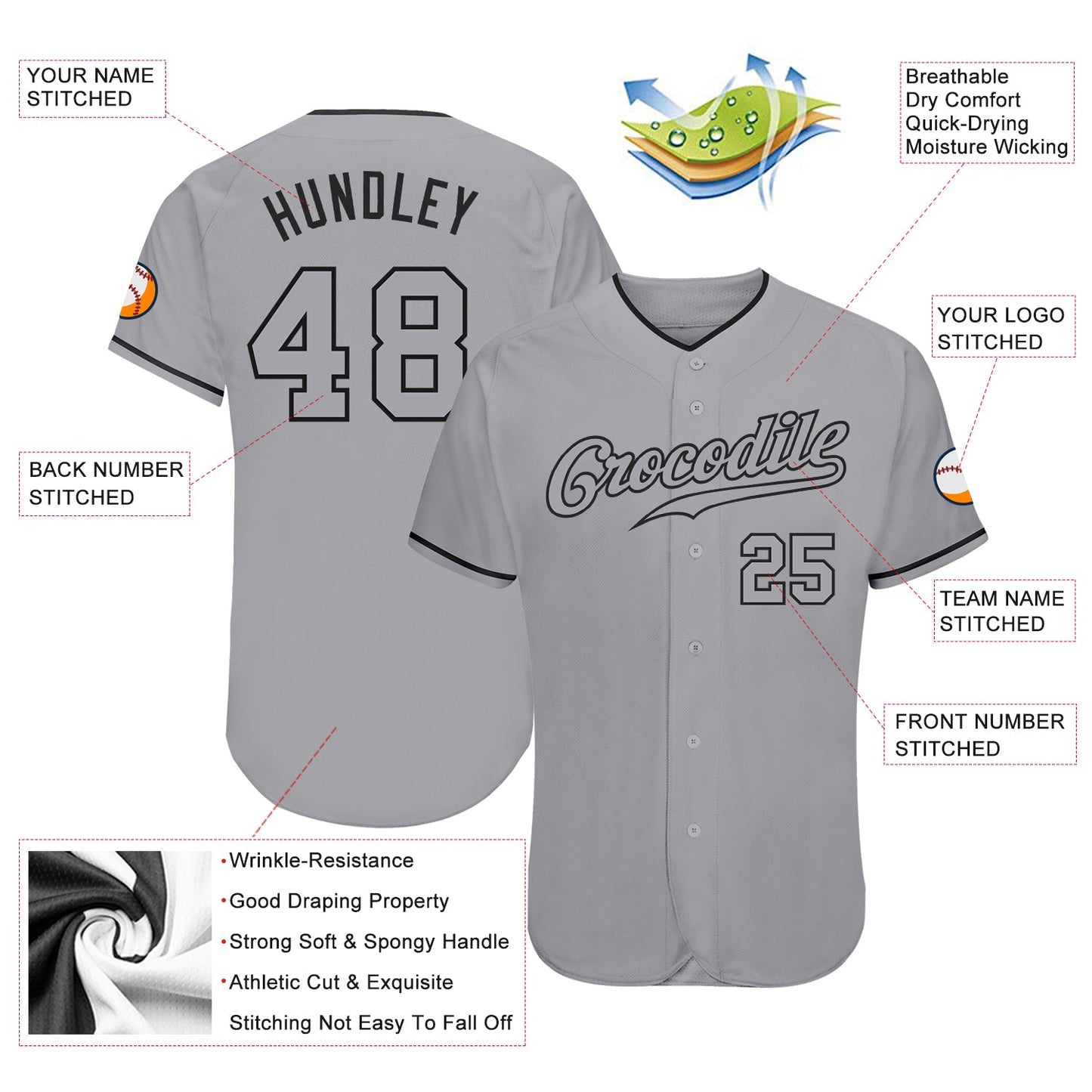 Custom Gray Gray-Black Authentic Baseball Jersey view 3