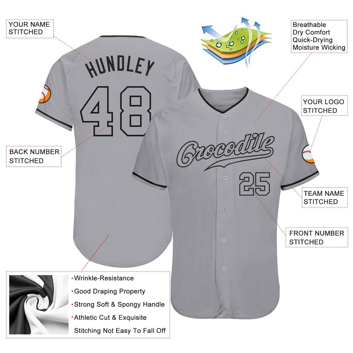 Custom Gray Gray-Black Authentic Baseball Jersey view 3