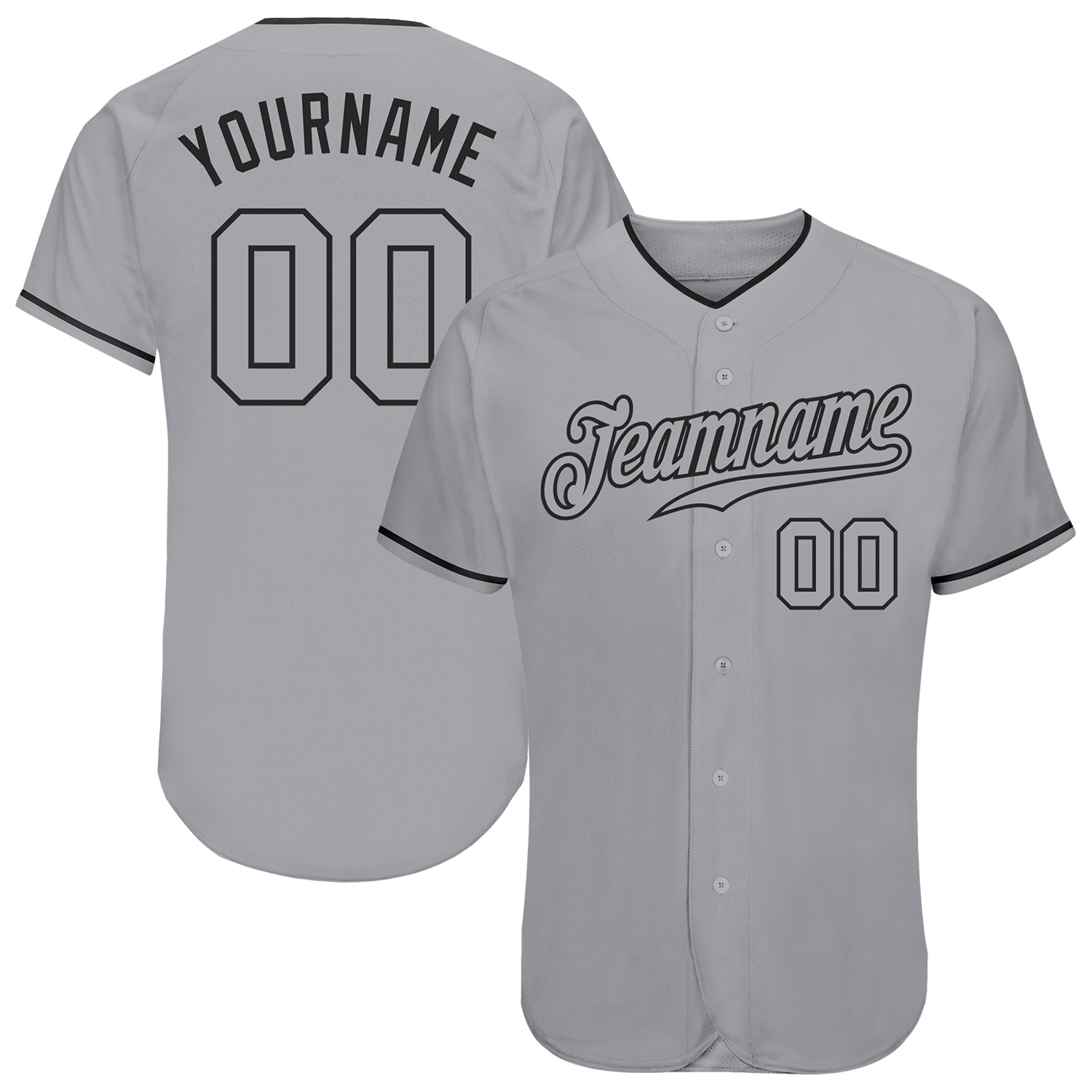 Custom Gray Gray-Black Authentic Baseball Jersey - Main View