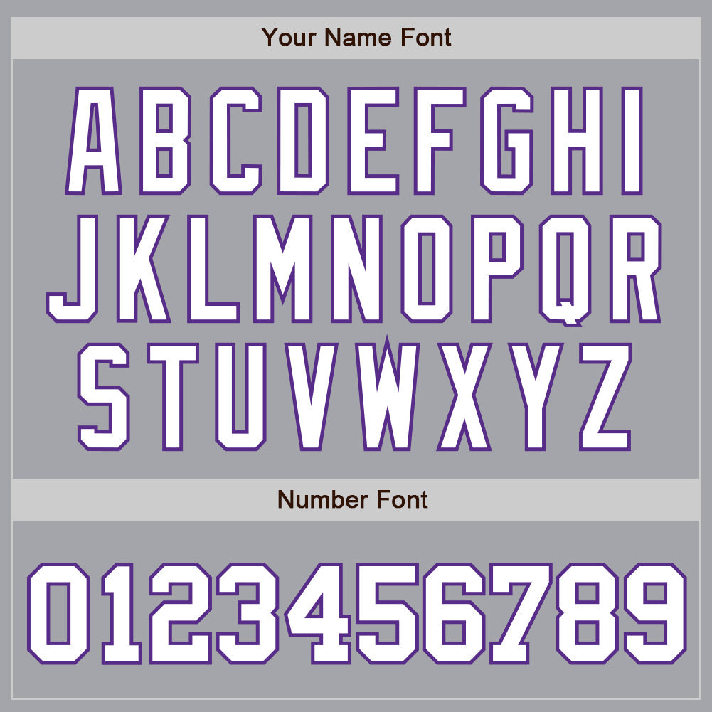 Custom Gray White-Purple Authentic Baseball Jersey view 4