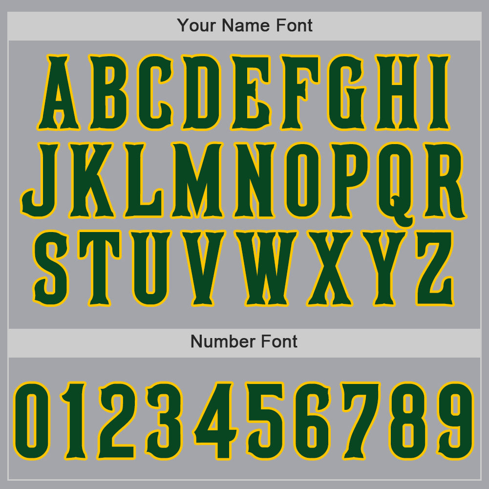 Custom Gray Green-Gold Authentic Baseball Jersey view 4