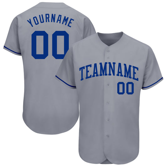 Custom Gray Royal Authentic Baseball Jersey - Main View