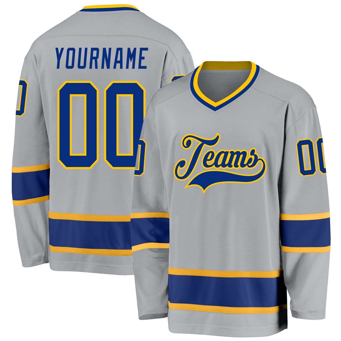 Custom Gray Royal-Gold Hockey Jersey - Main View