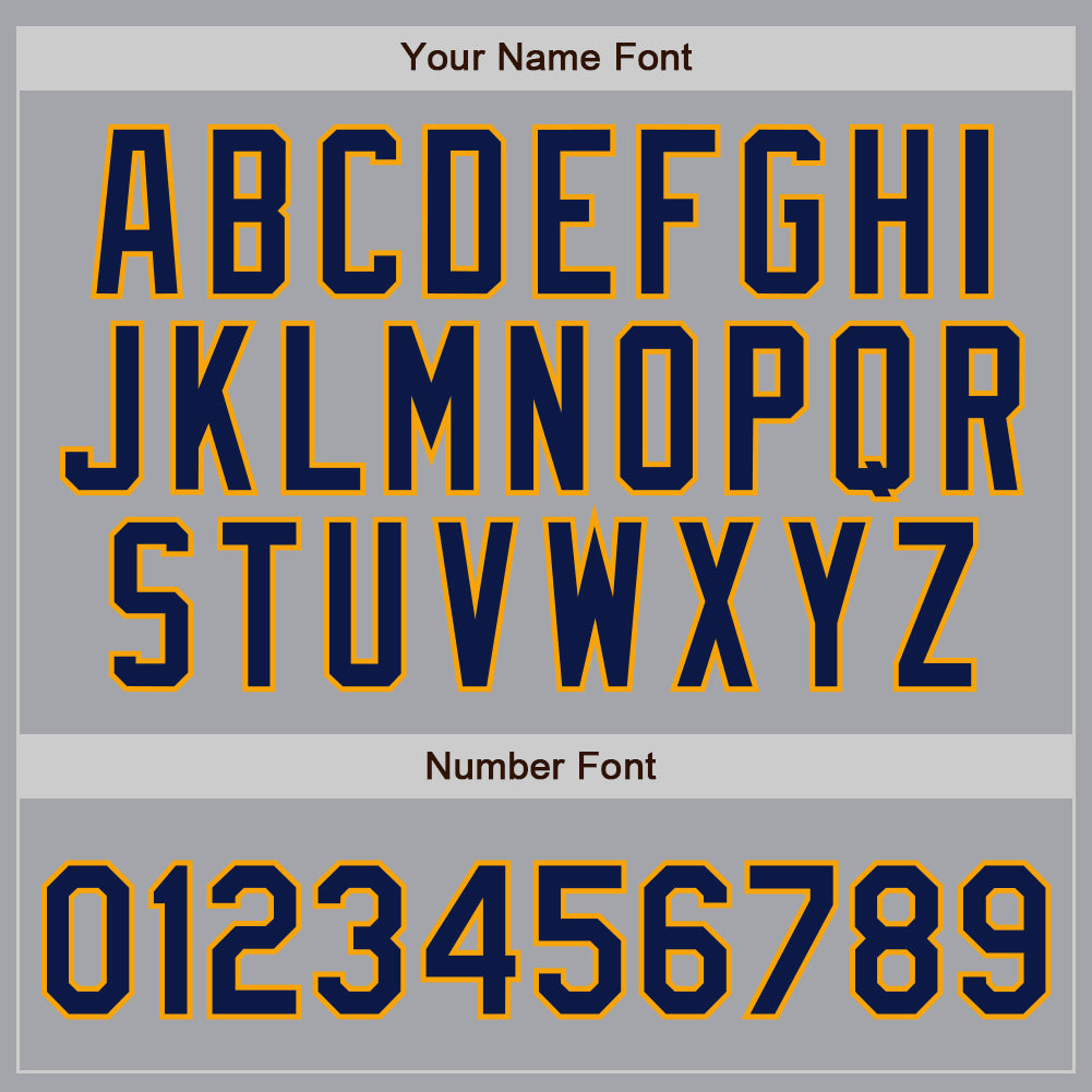 Custom Gray Navy Pinstripe Navy-Gold Authentic Baseball Jersey view 4