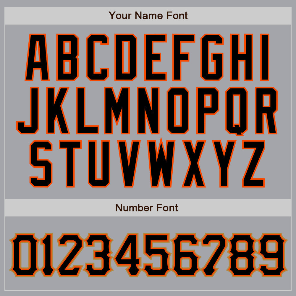 Custom Gray Black Pinstripe Black-Orange Authentic Baseball Jersey view 4
