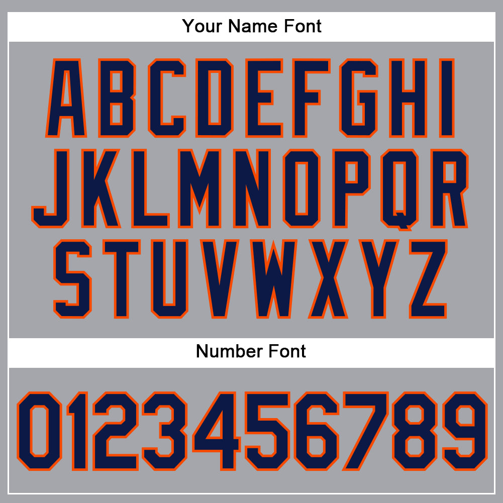 Custom Gray Navy-Orange Authentic Sleeveless Baseball Jersey view 4