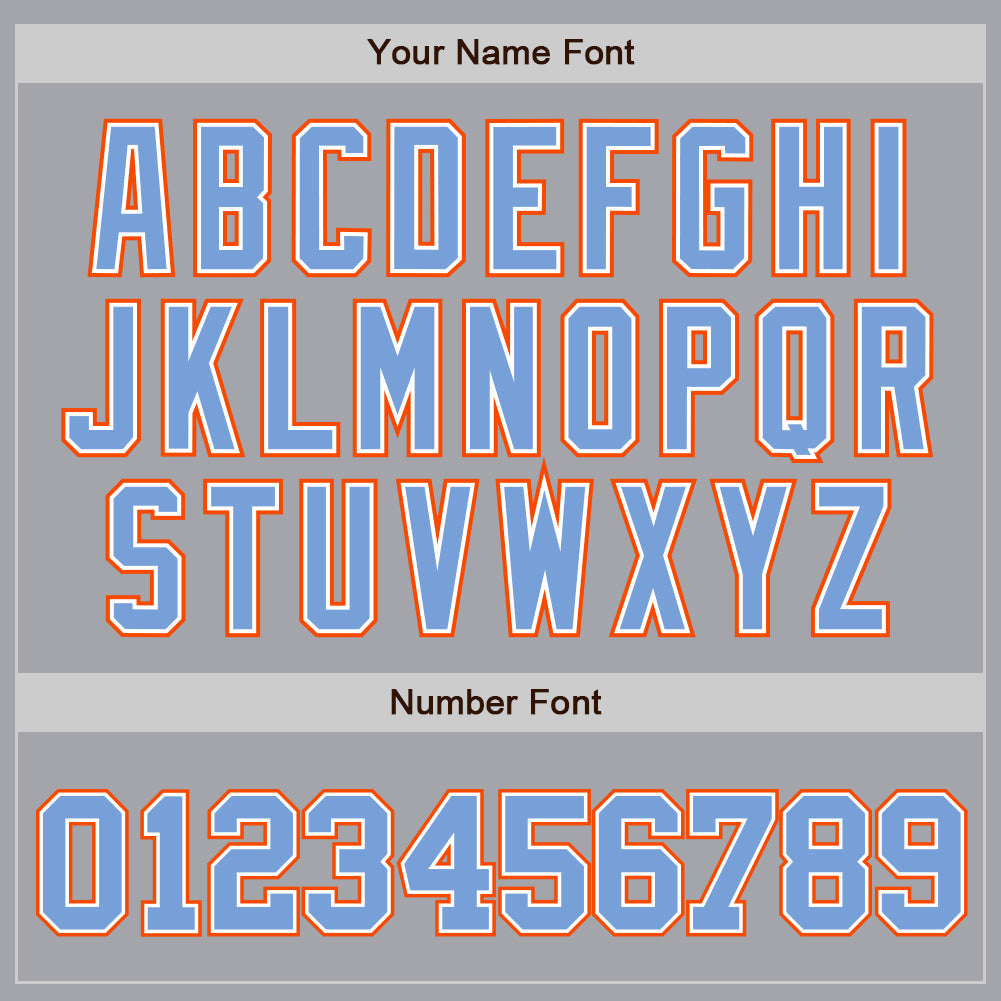 Custom Gray Powder Blue White-Orange Authentic Baseball Jersey view 5