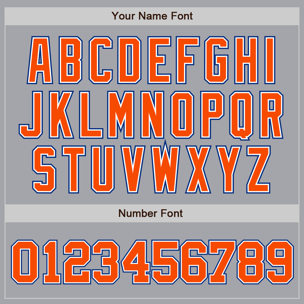 Custom Gray Orange White-Royal Authentic Baseball Jersey view 5