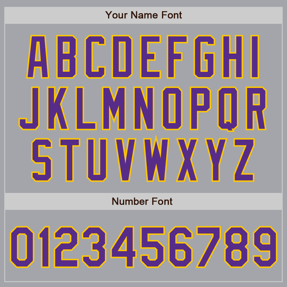 Custom Gray Purple-Gold Authentic Baseball Jersey view 5