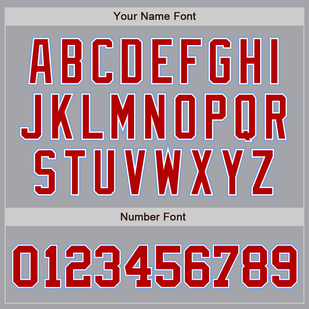 Custom Gray Red White-Light Blue Authentic Baseball Jersey view 5