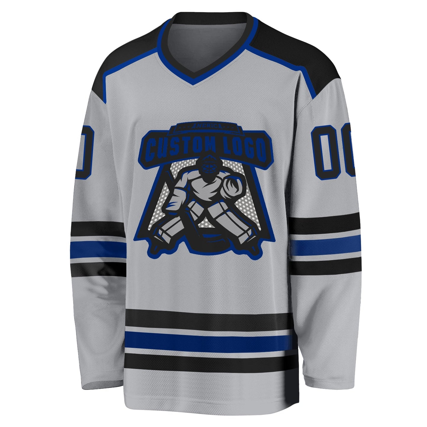 Custom Gray Black-Royal Hockey Jersey view 2