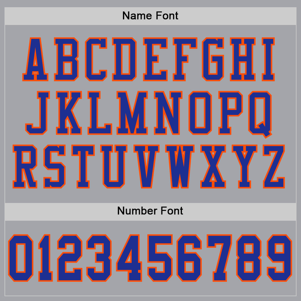 Custom Gray Royal-Orange Mesh Authentic Football Jersey view 4