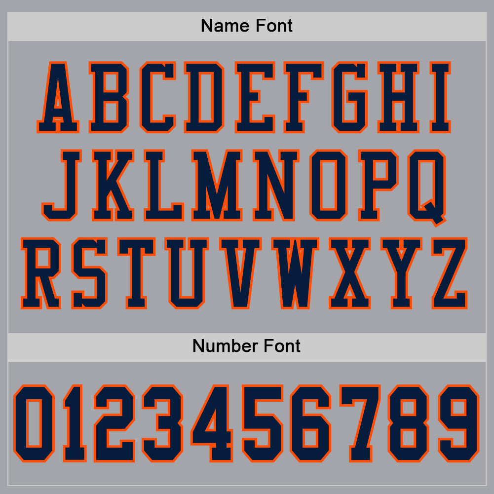 Custom Gray Navy-Orange Mesh Authentic Football Jersey view 4