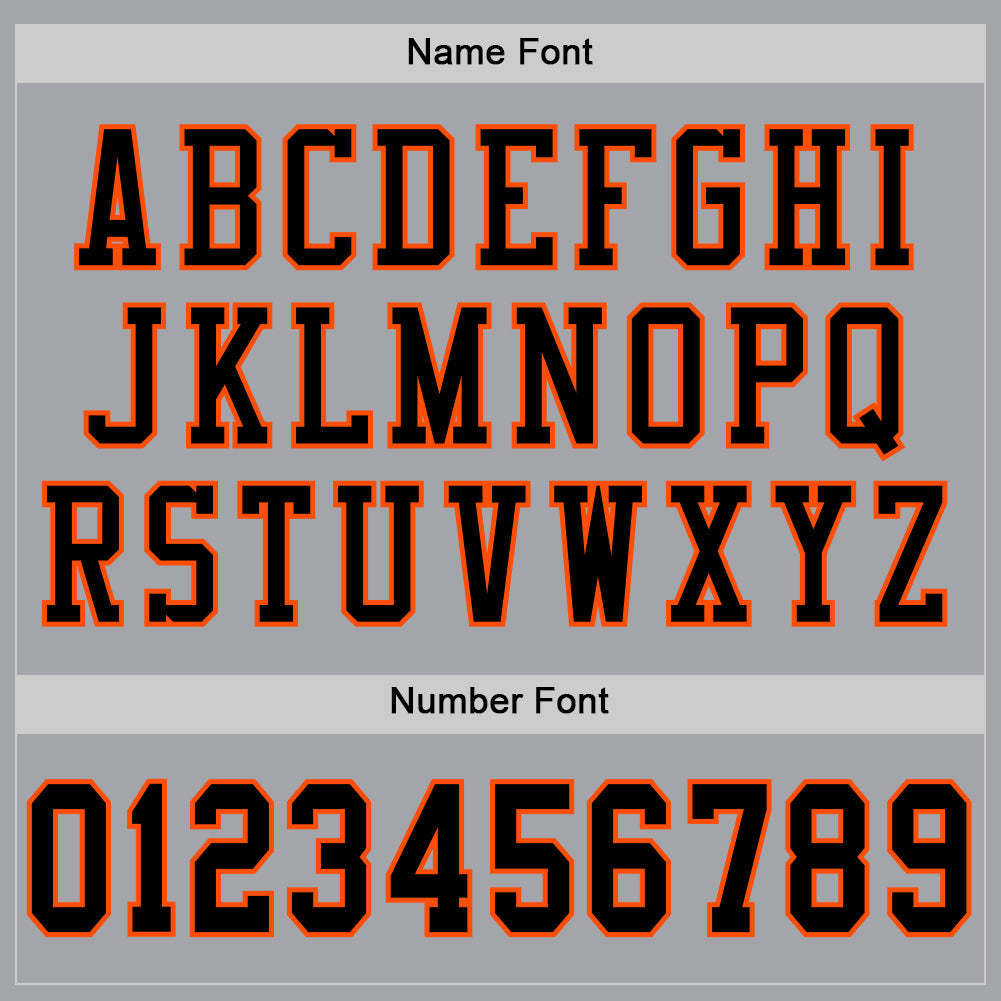 Custom Gray Black-Orange Mesh Authentic Football Jersey view 4