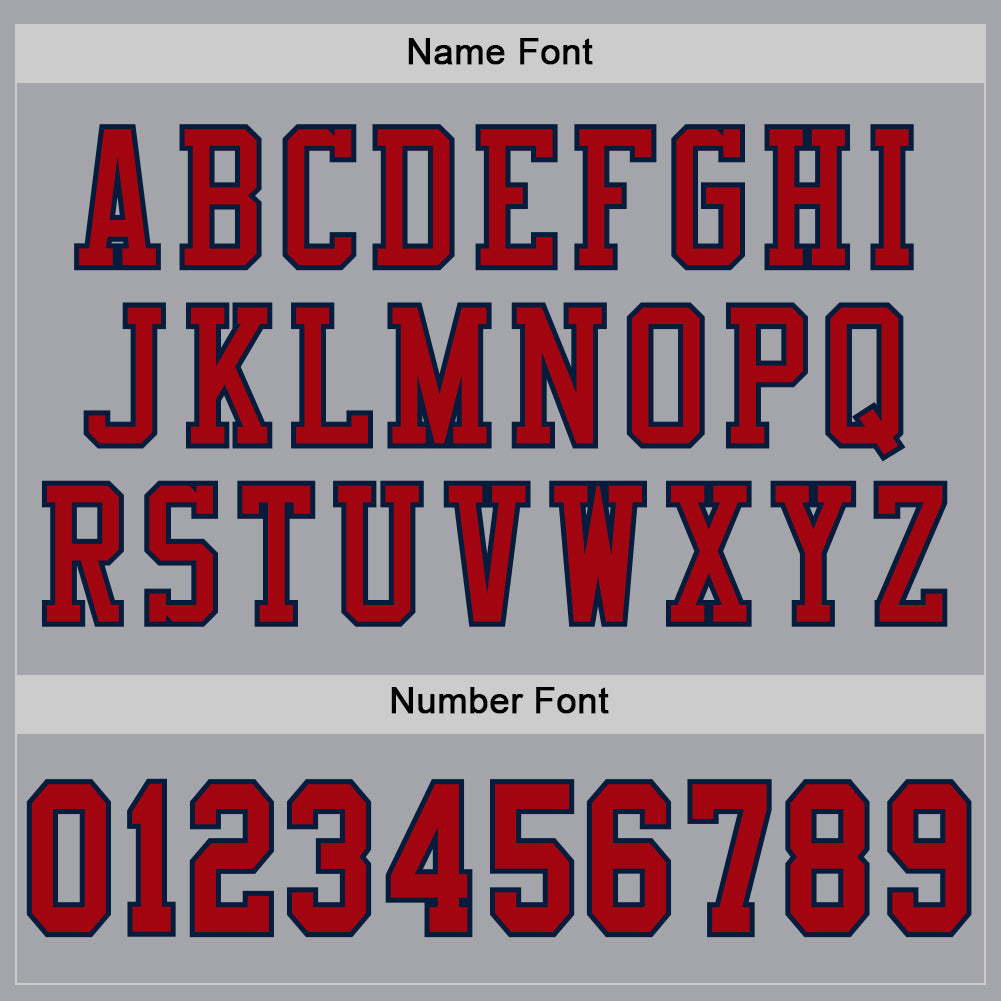 Custom Gray Red-Navy Mesh Authentic Football Jersey view 4