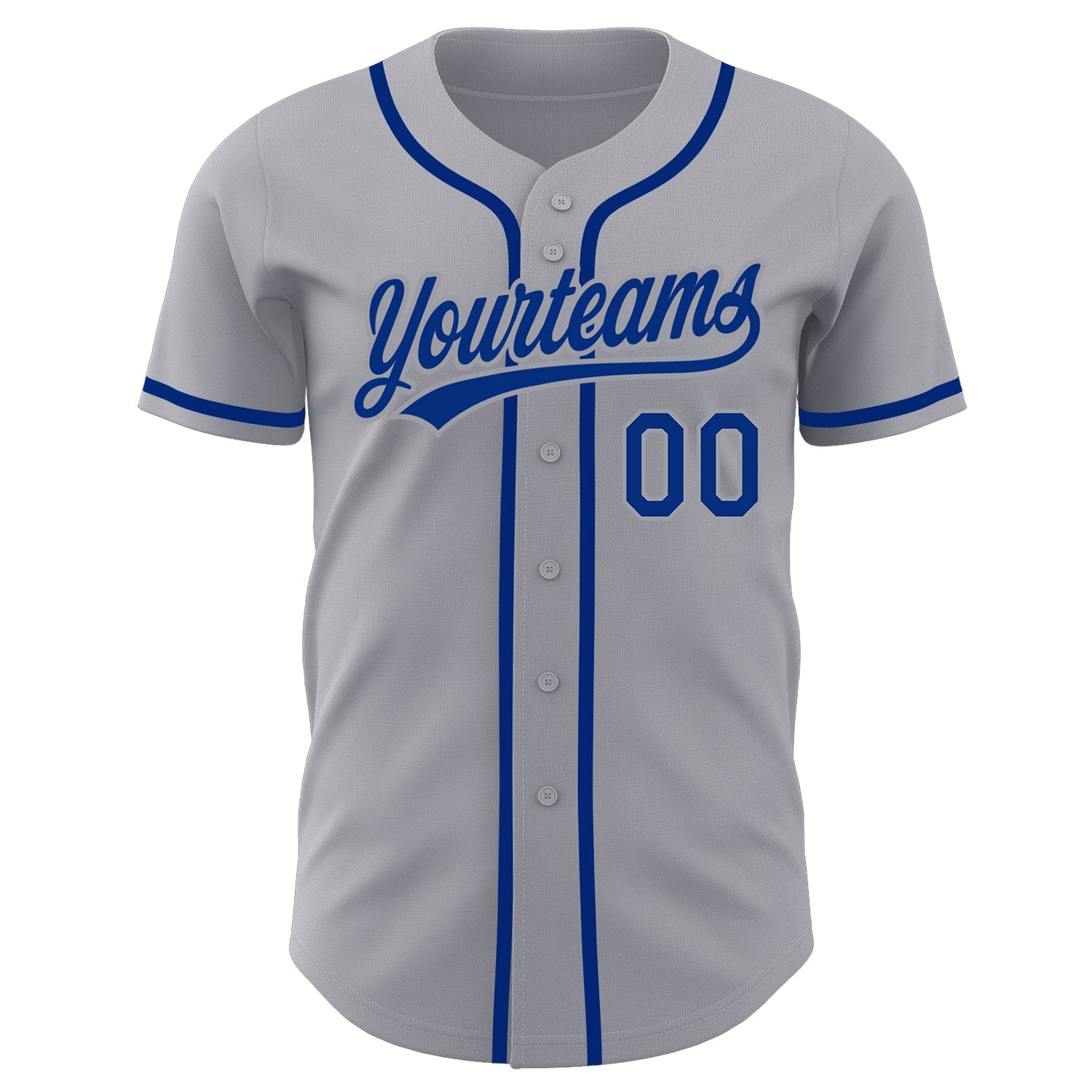 Custom Gray Royal Authentic Baseball Jersey view 2
