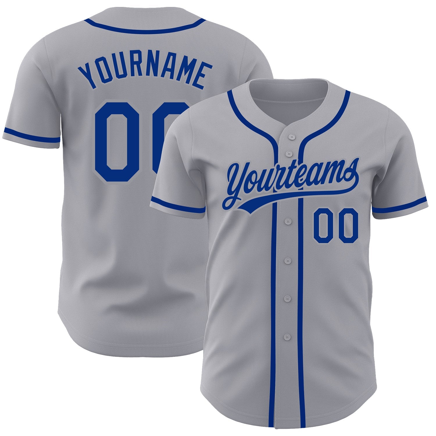 Custom Gray Royal Authentic Baseball Jersey - Main View