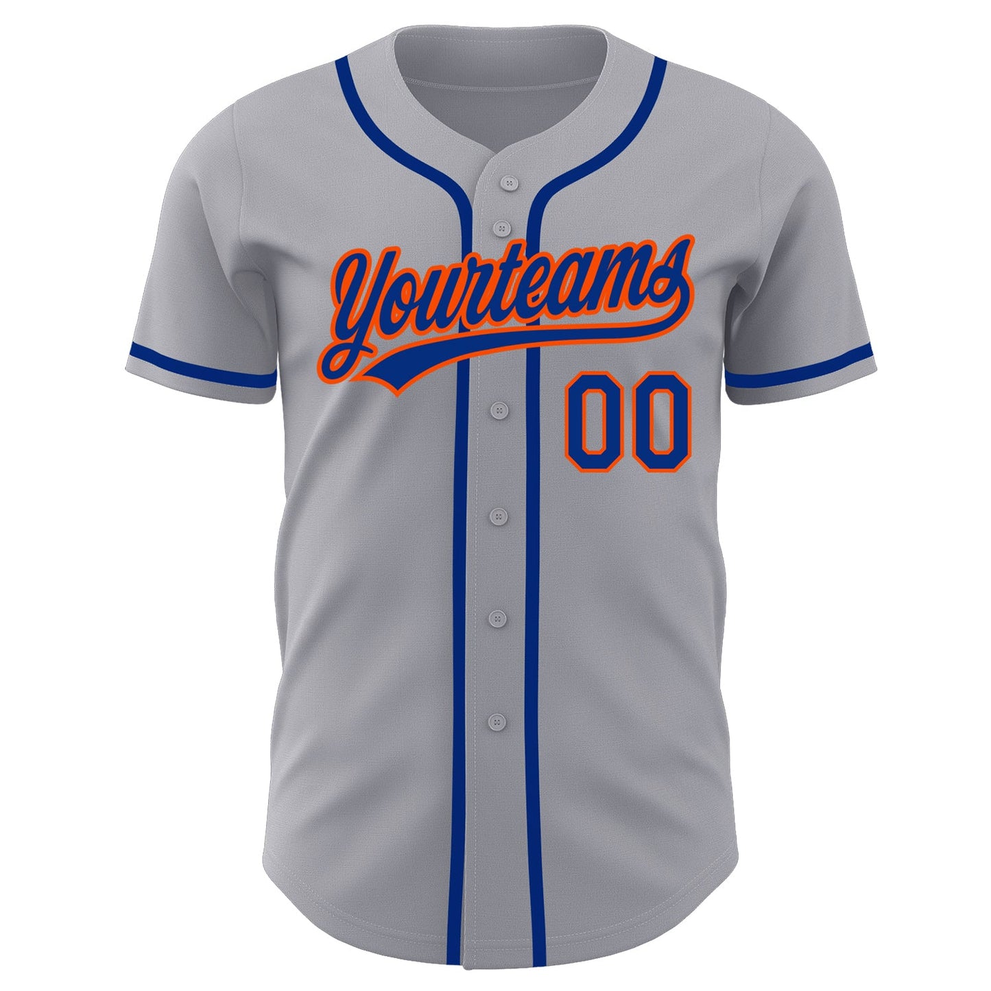 Custom Gray Royal-Orange Authentic Baseball Jersey view 2
