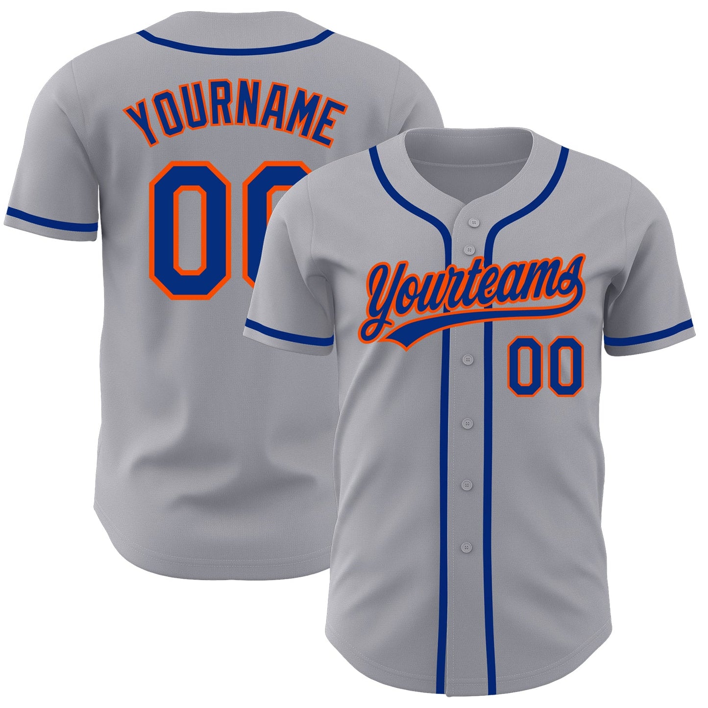 Custom Gray Royal-Orange Authentic Baseball Jersey - Main View
