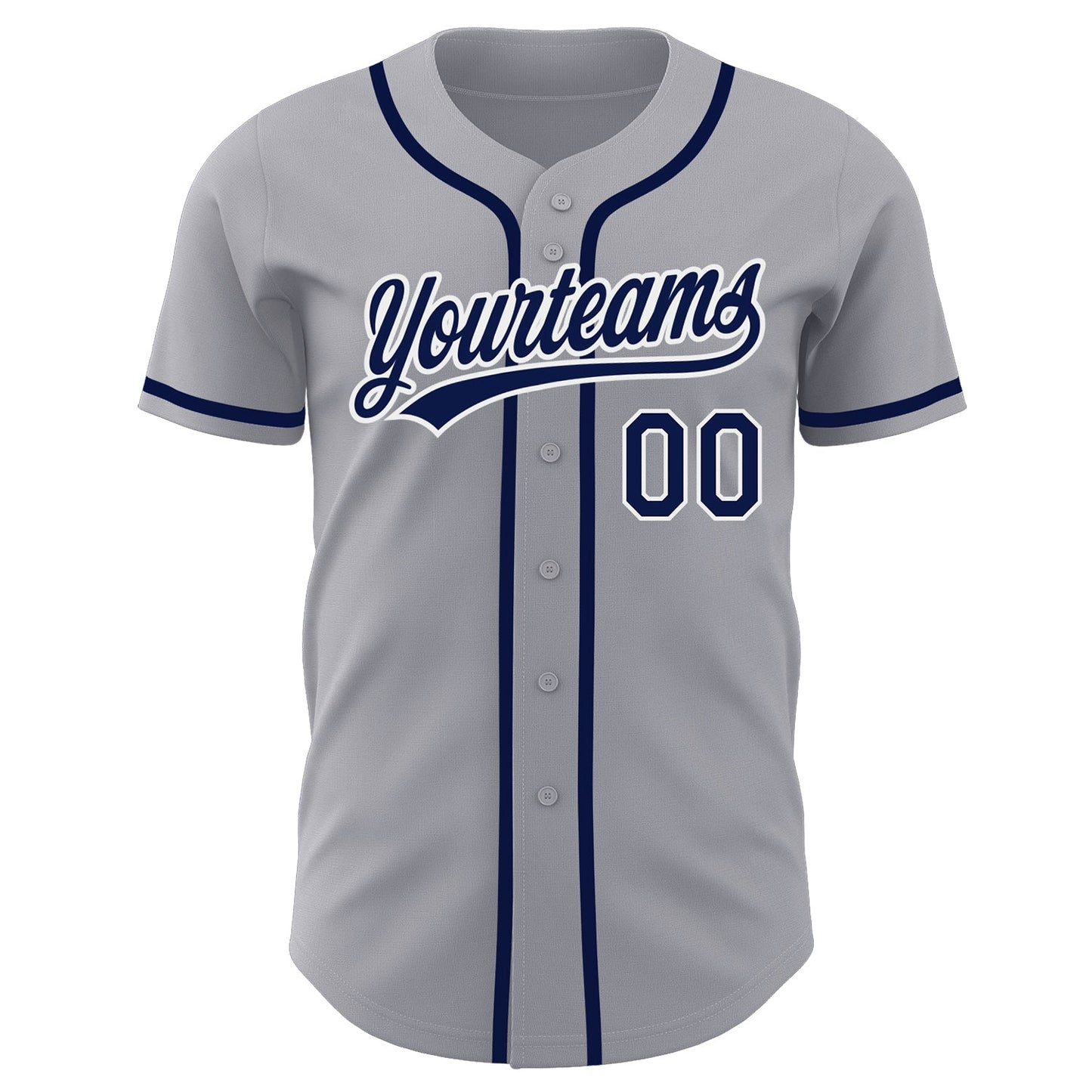 Custom Gray Navy-White Authentic Baseball Jersey view 2