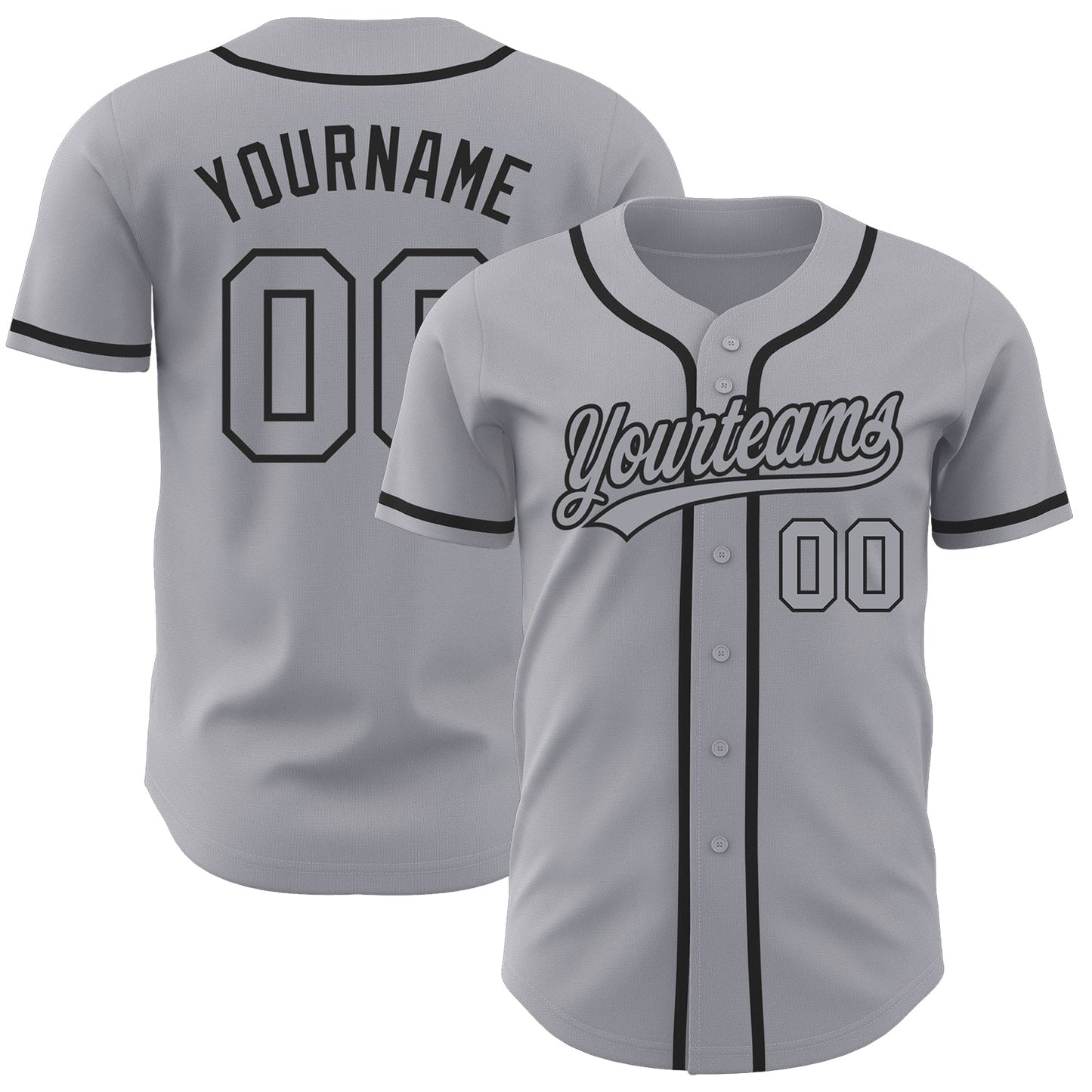 Custom Gray Gray-Black Authentic Baseball Jersey - Main View