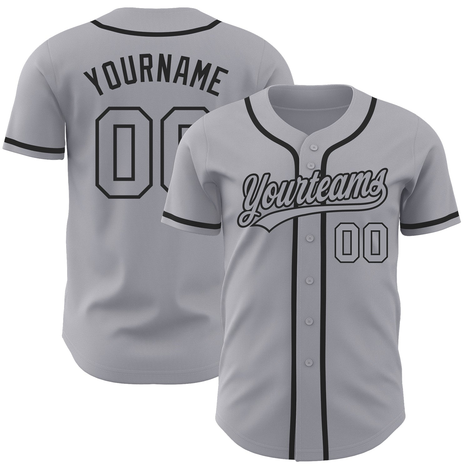 Custom Gray Gray-Black Authentic Baseball Jersey - Main View