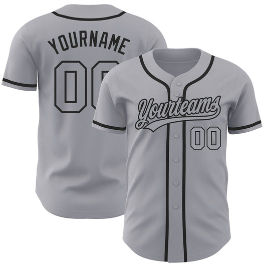 Custom Gray Gray-Black Authentic Baseball Jersey - Main View