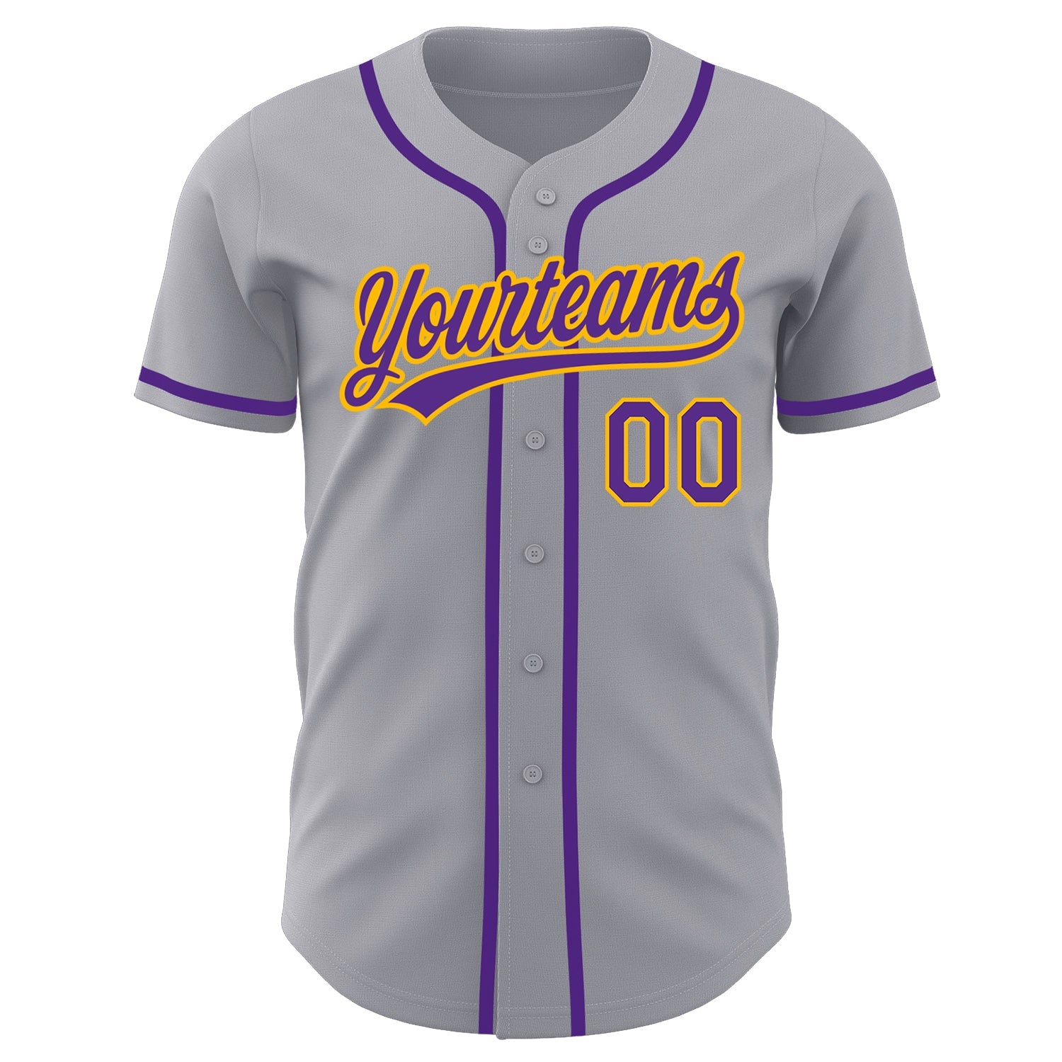 Custom Gray Purple-Gold Authentic Baseball Jersey view 2