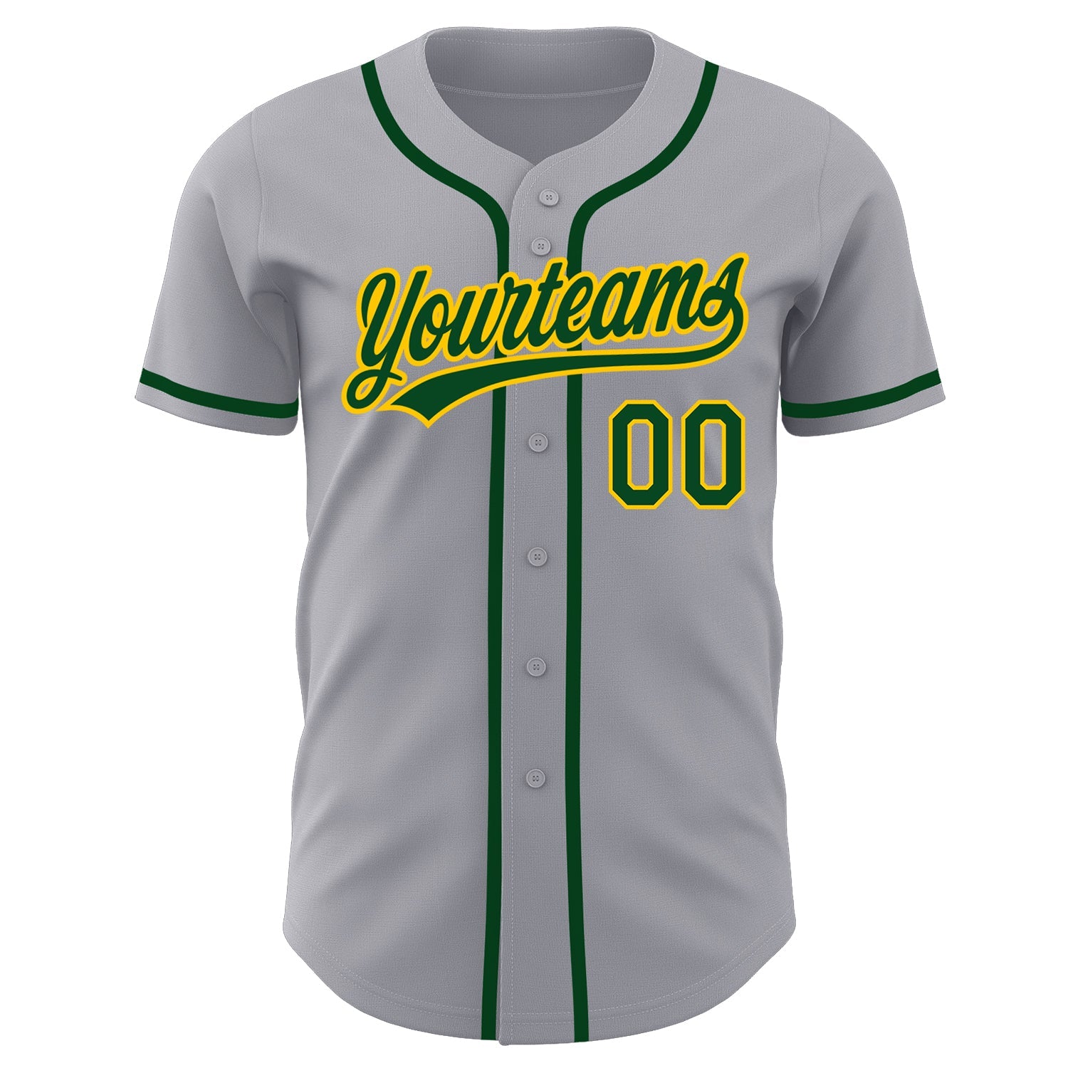 Custom Gray Green-Gold Authentic Baseball Jersey view 2