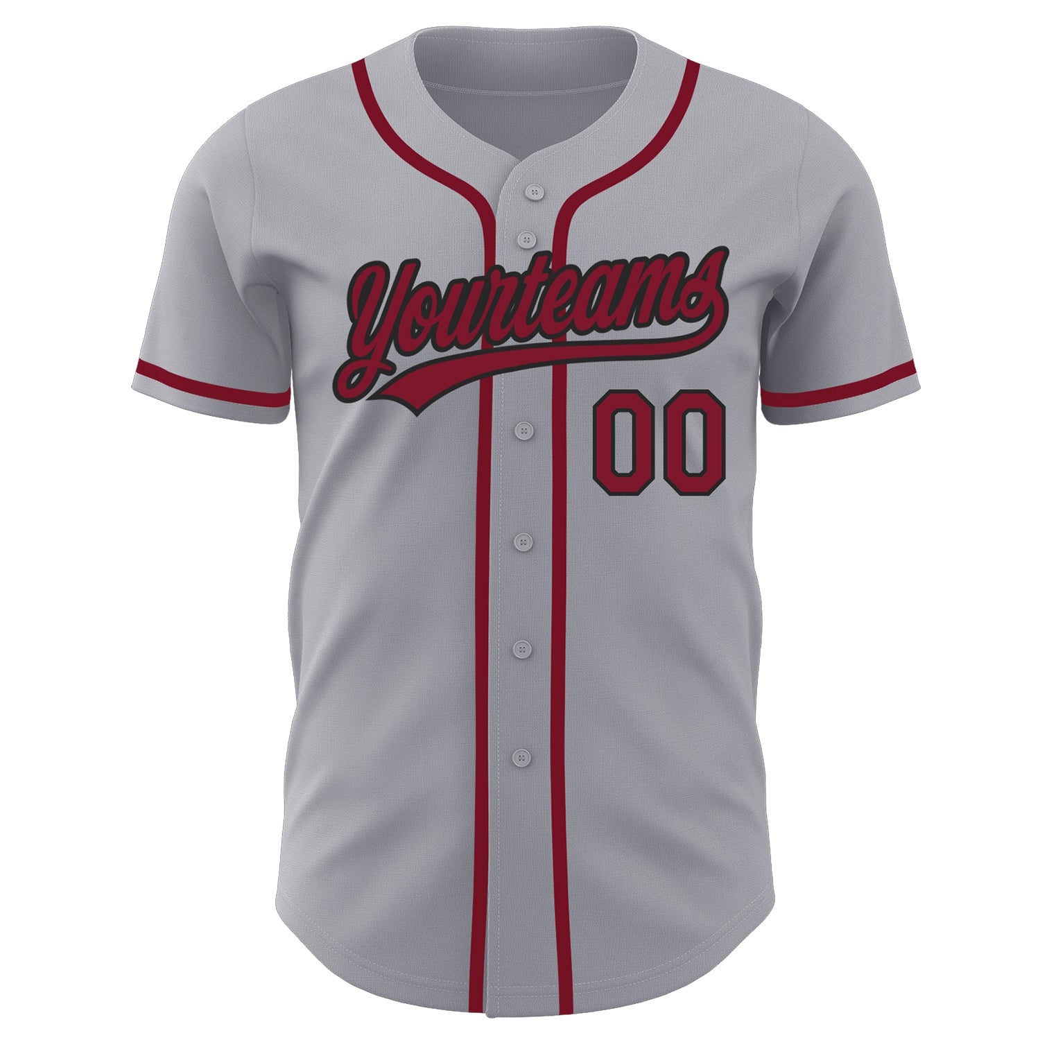 Custom Gray Crimson-Black Authentic Baseball Jersey view 2